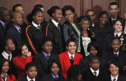 Michelle Obama in a group photograph with some South African students