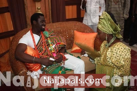 Mercy Johnson Kneeling For Her Husband