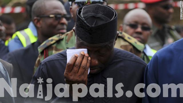 President Goodluck Jonathan weeps for victims of Dana Air crash