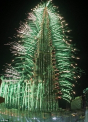 Fireworks illuminate the sky around Burj Khalifa, the tallest building in the world, during celebrat