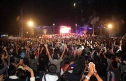 Historic People cheer loudly as they welcome the 2013 New Year at the first ever public New Year Cou