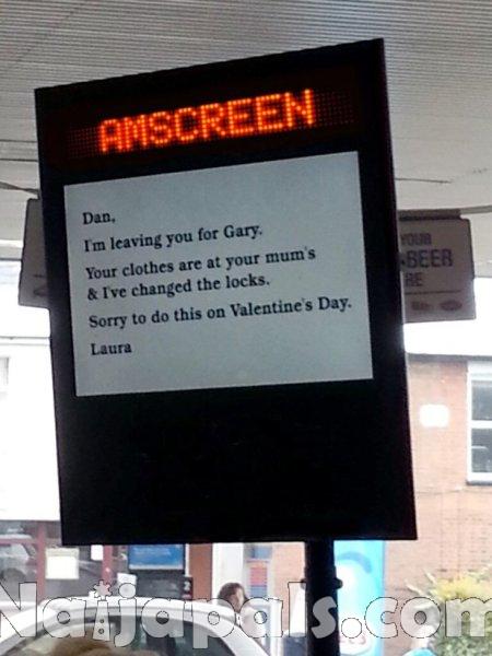 Woman Dumps Boyfriend On Valentine's Day With Garage Advert