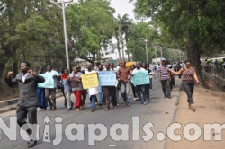 Protesters along Secretariat road, Ikeja